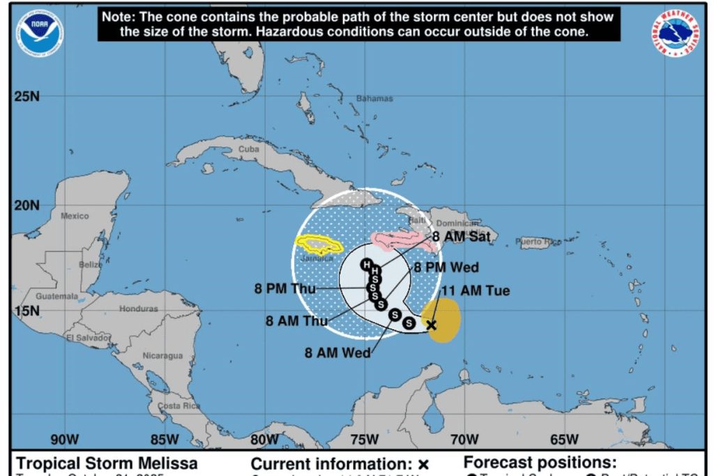 Tormenta tropical Melissa se organiza en el Atlántico con trayectoria hacia Haití